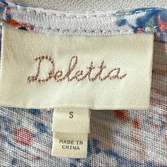 Anthropologie's Deletta Amalia Floral Print Tank Top Peplum Small w MEASUREMENTS - Picture 2 of 8